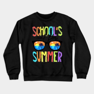 Cute Retro Last Day Of School Schools Out For Summer Teacher Crewneck Sweatshirt